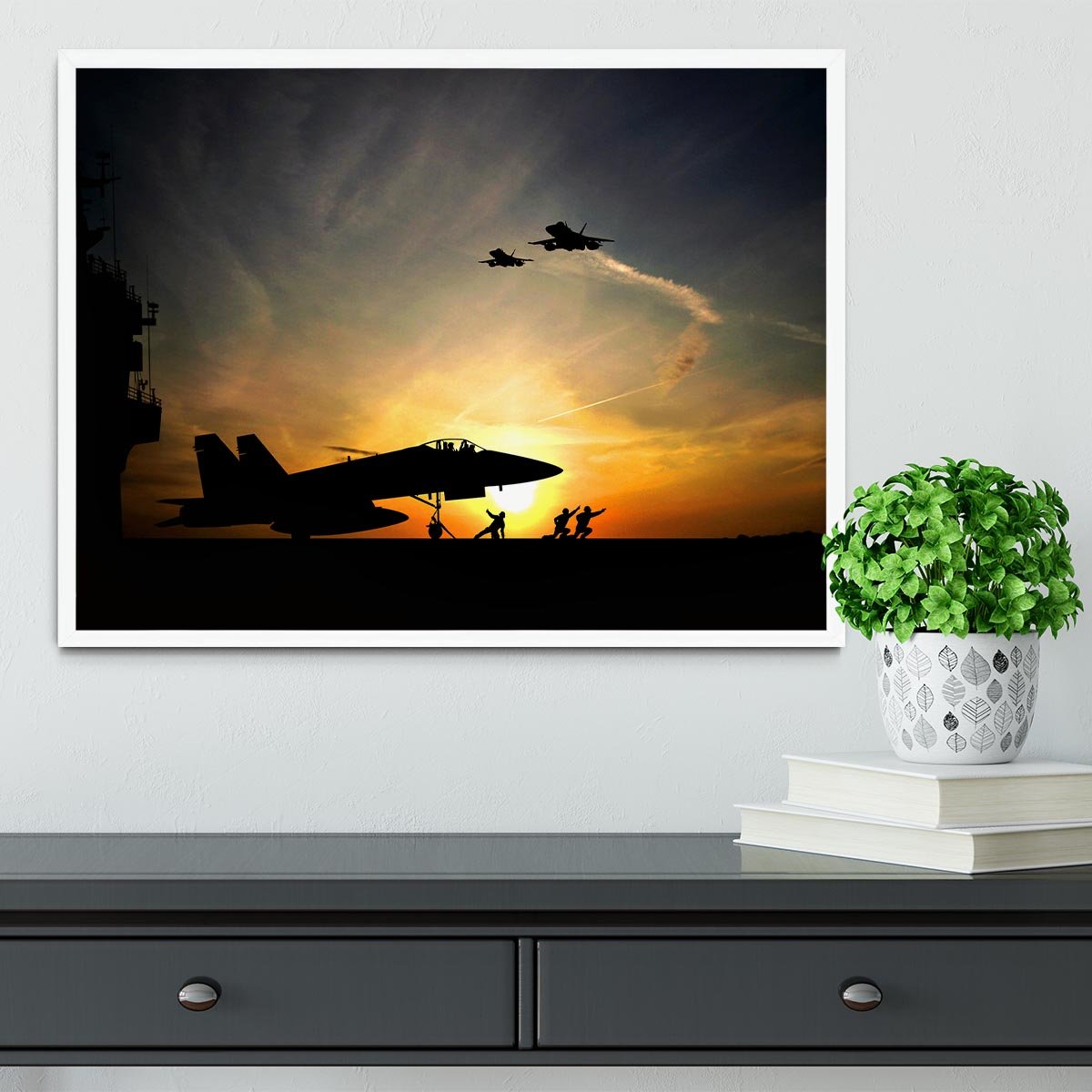 Military aircraft before take-off Framed Print - Canvas Art Rocks -6