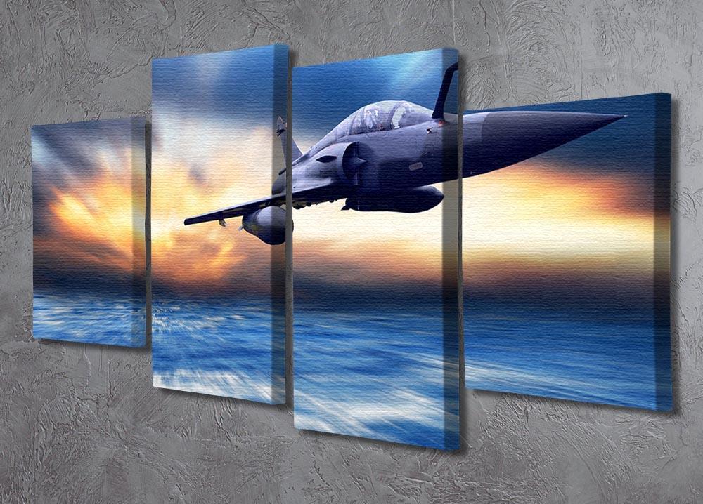 Military airplan on the speed 4 Split Panel Canvas  - Canvas Art Rocks - 2