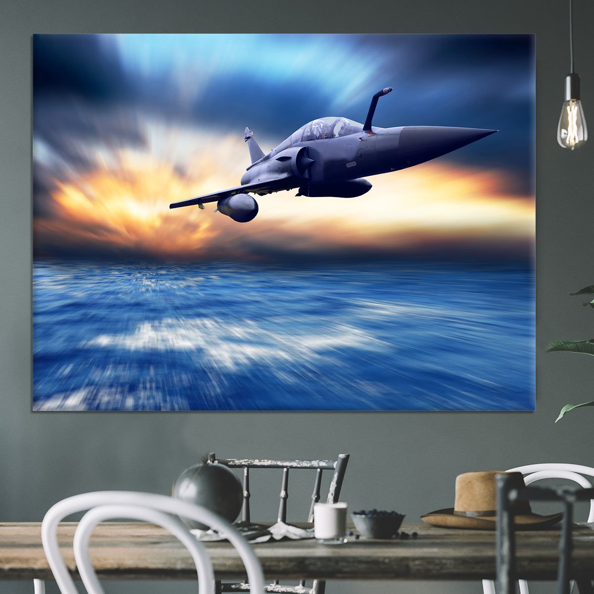 Military airplan on the speed Canvas Print or Poster