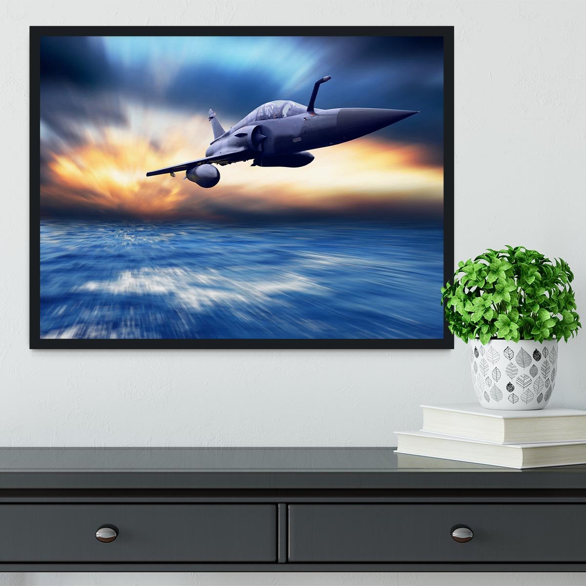 Military airplan on the speed Framed Print - Canvas Art Rocks - 2