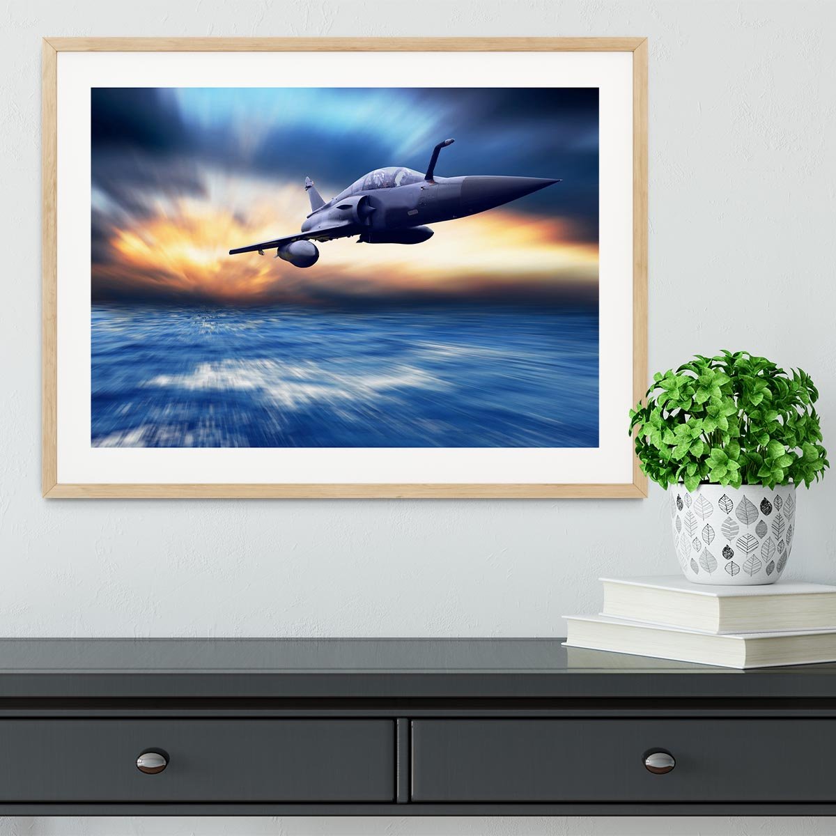 Military airplan on the speed Framed Print - Canvas Art Rocks - 3