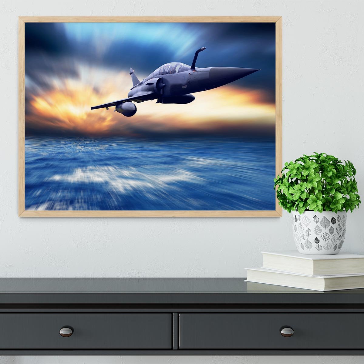 Military airplan on the speed Framed Print - Canvas Art Rocks - 4