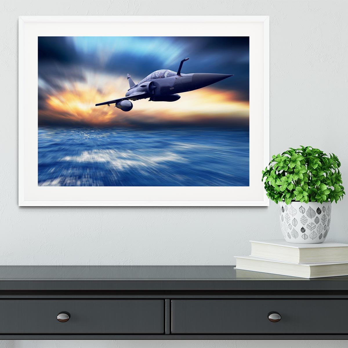 Military airplan on the speed Framed Print - Canvas Art Rocks - 5
