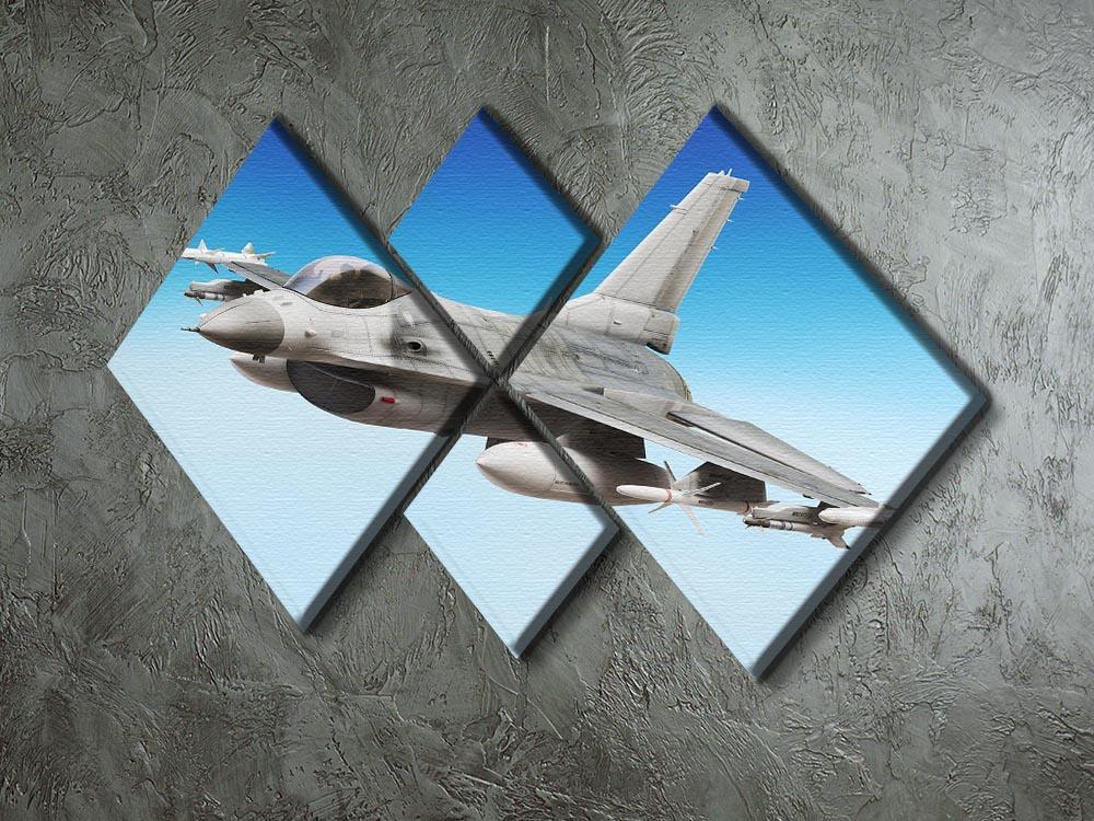 Military fighter jet close up 4 Square Multi Panel Canvas  - Canvas Art Rocks - 2