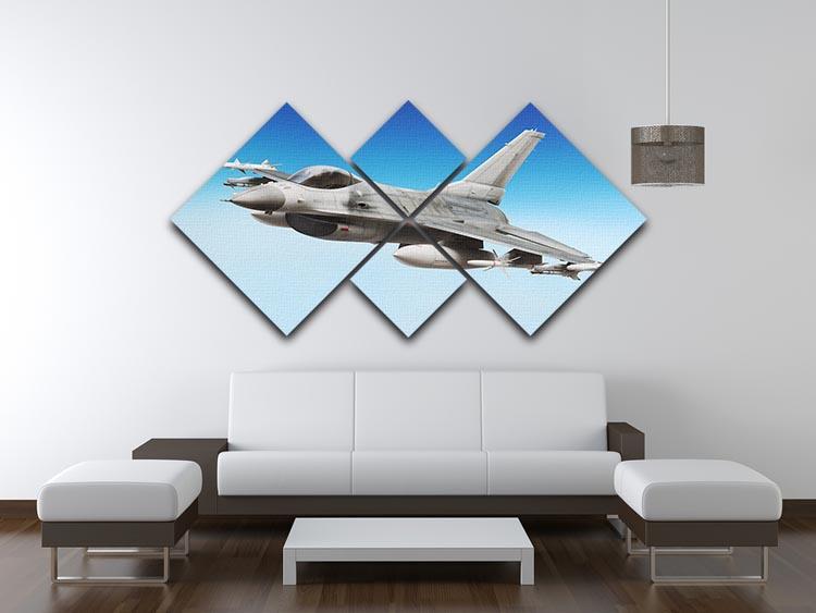 Military fighter jet close up 4 Square Multi Panel Canvas  - Canvas Art Rocks - 3