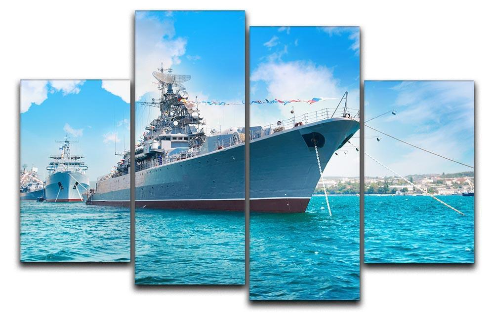 Military sea landscape with blue sky 4 Split Panel Canvas  - Canvas Art Rocks - 1
