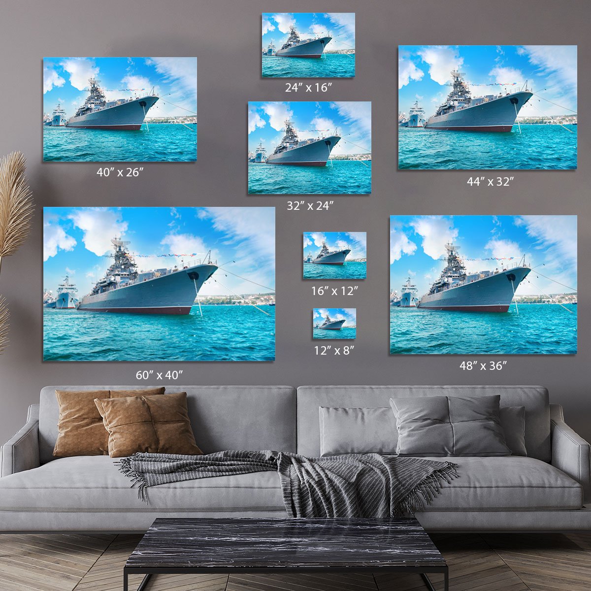 Military sea landscape with blue sky Canvas Print or Poster