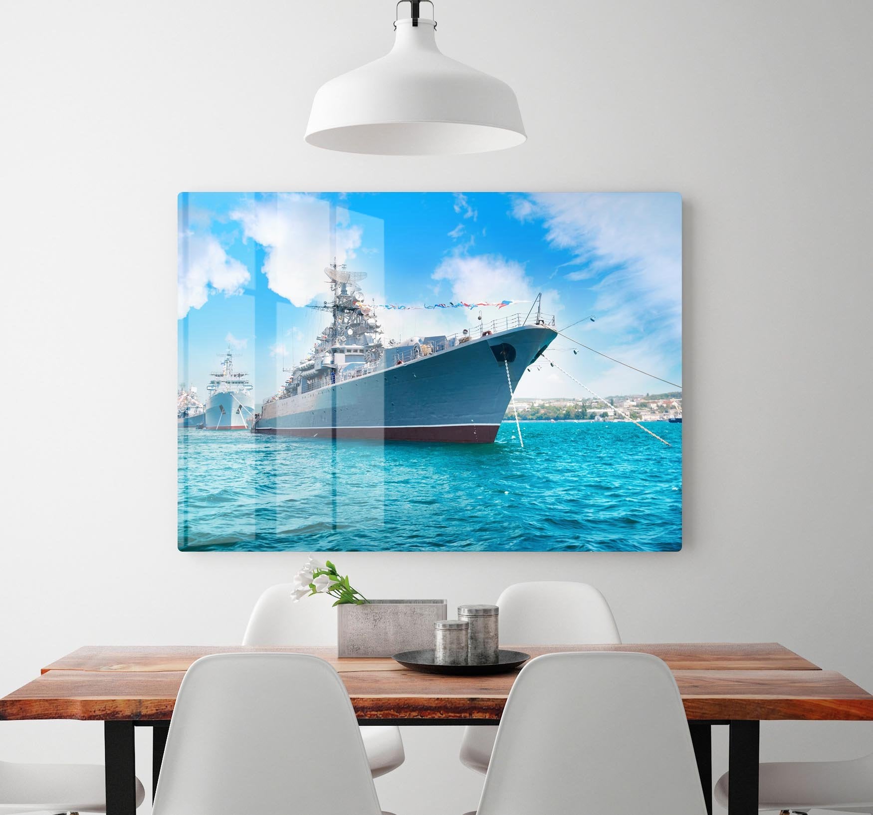 Military sea landscape with blue sky HD Metal Print