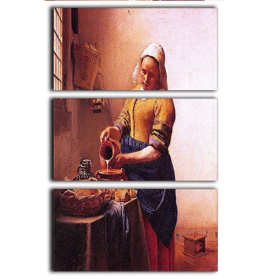 Milk maid by Vermeer 3 Split Panel Canvas Print - Canvas Art Rocks - 1