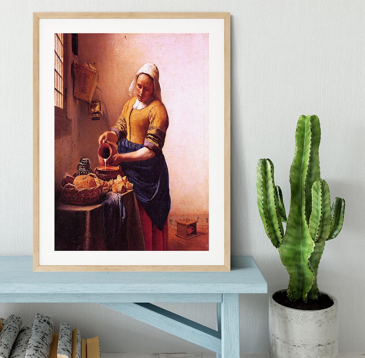 Milk maid by Vermeer Framed Print - Canvas Art Rocks - 3