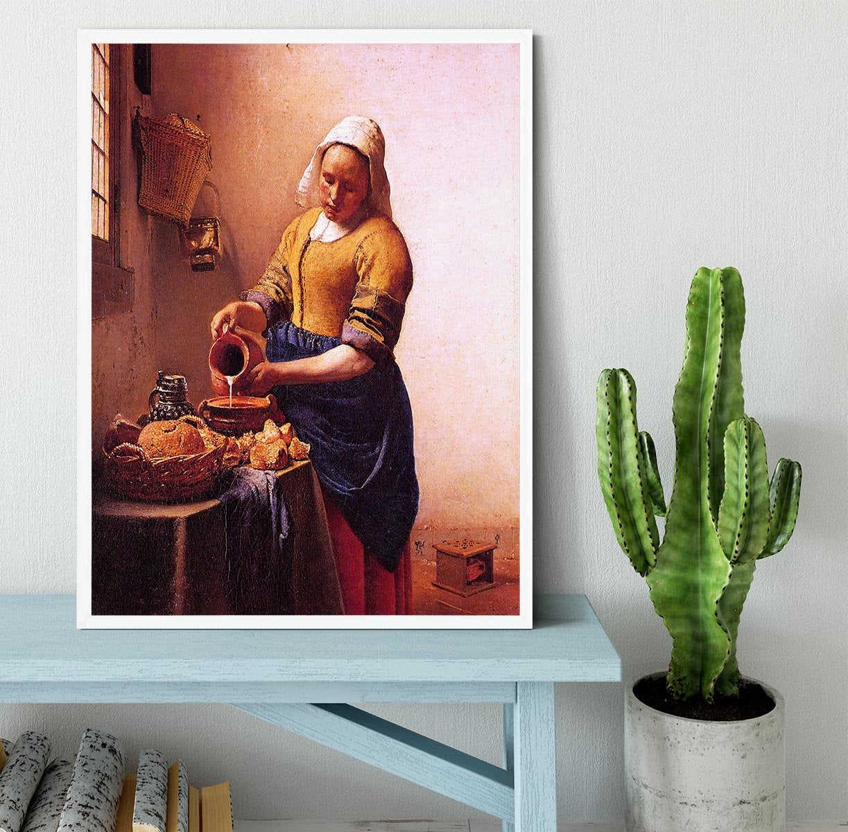 Milk maid by Vermeer Framed Print - Canvas Art Rocks -6