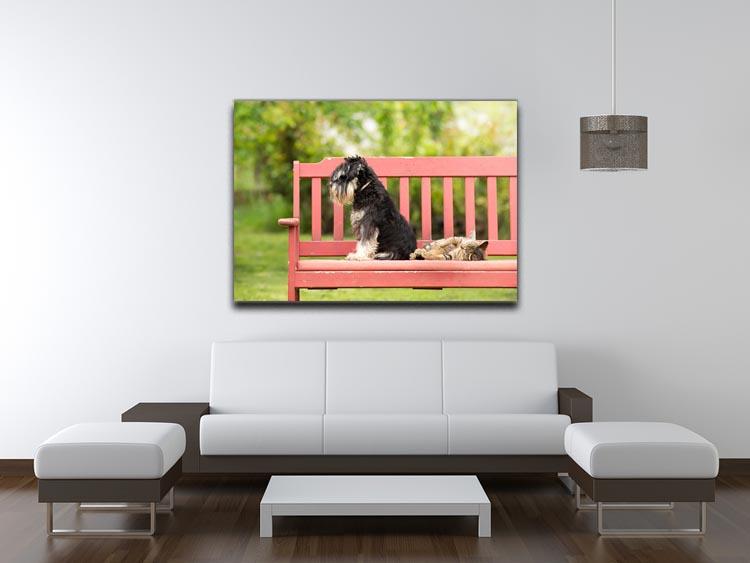 Miniature schnauzer turned back to its cat friend Canvas Print or Poster - Canvas Art Rocks - 4