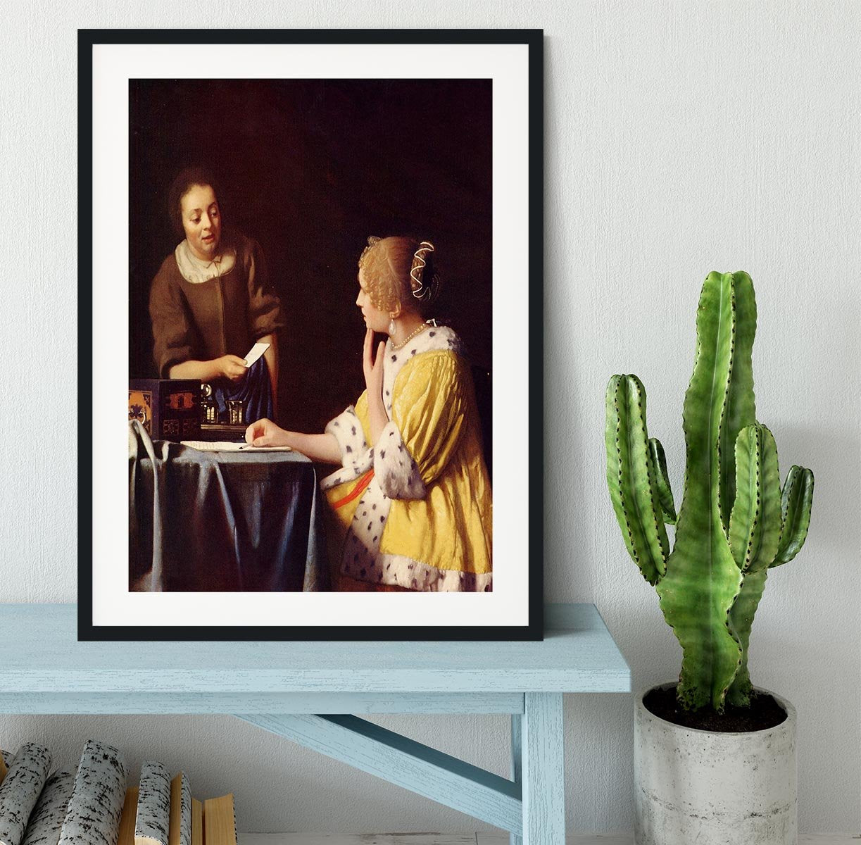 Mistress and maid by Vermeer Framed Print - Canvas Art Rocks - 1