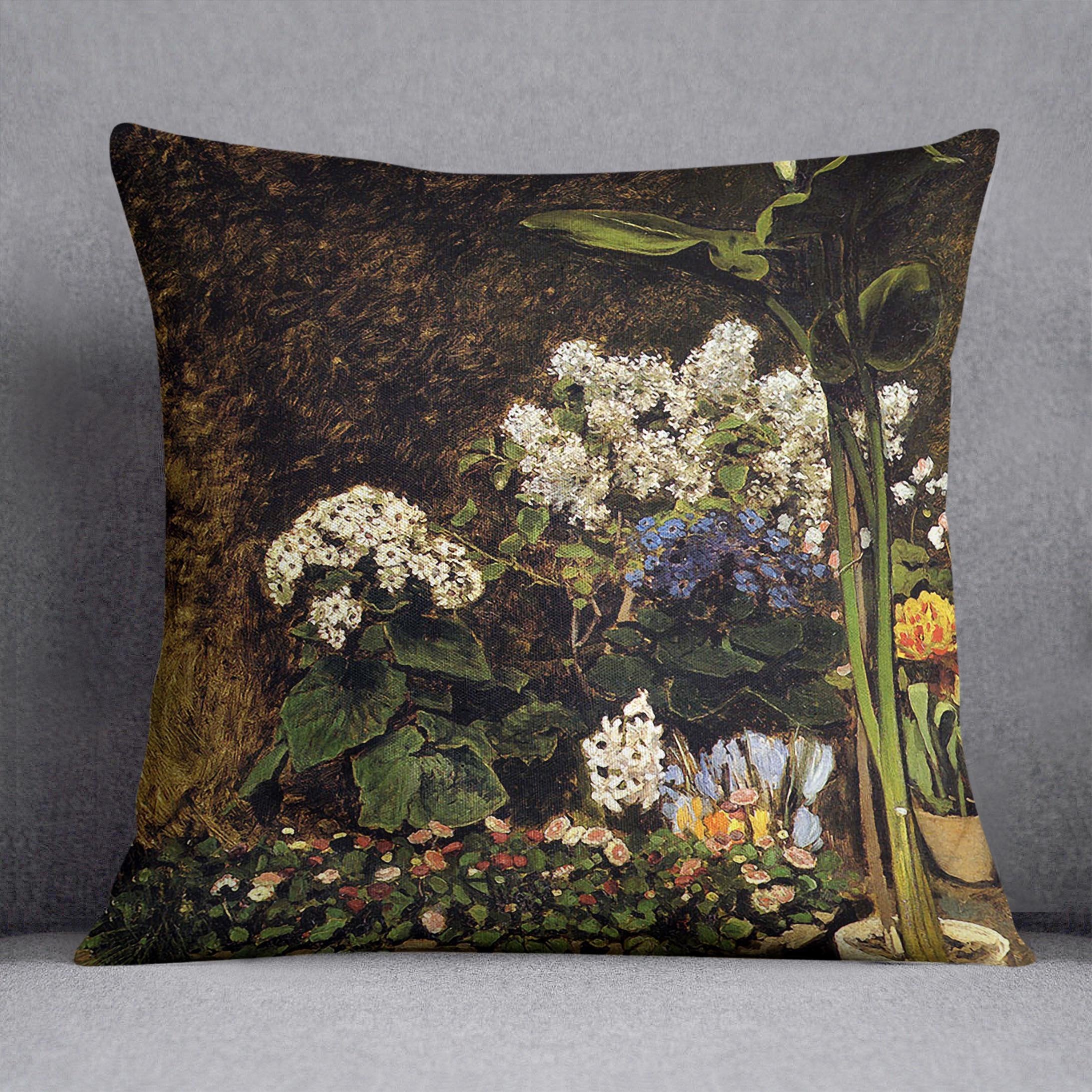 Mixed Spring Flowers by Renoir Throw Pillow