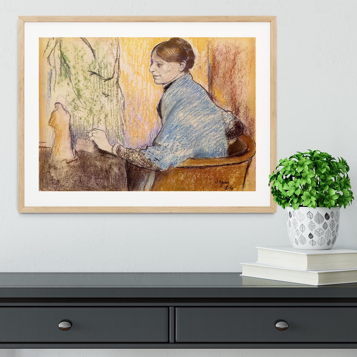 Mme Henri Rouart before a statue by Degas Framed Print - Canvas Art Rocks - 3