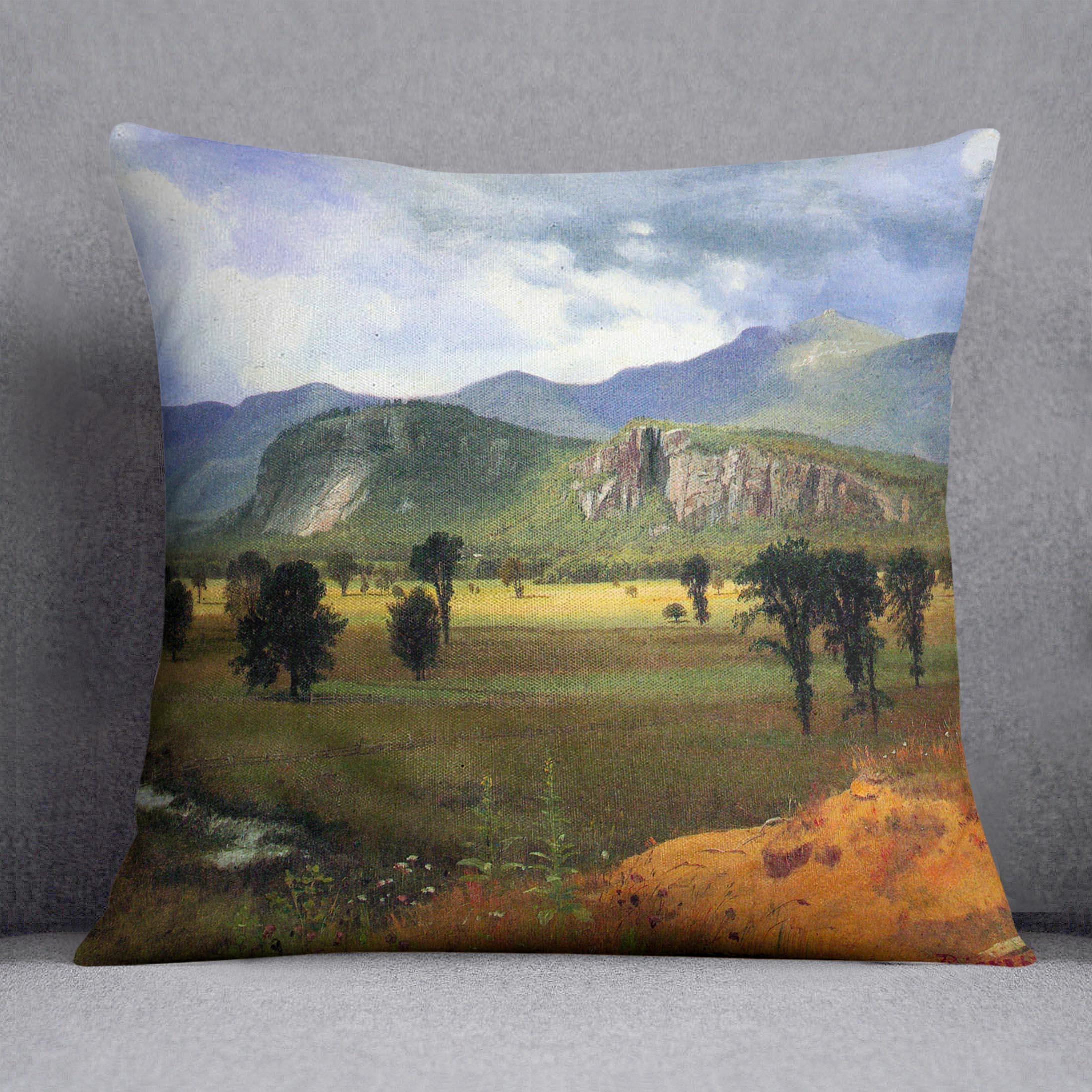 Moat Mountain Intervale New Hampshire by Bierstadt Cushion - Canvas Art Rocks - 1