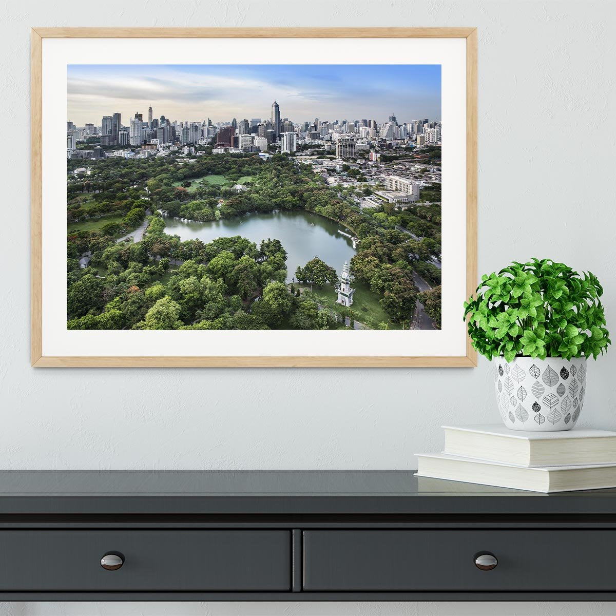 Modern city in a green environment Framed Print - Canvas Art Rocks - 3