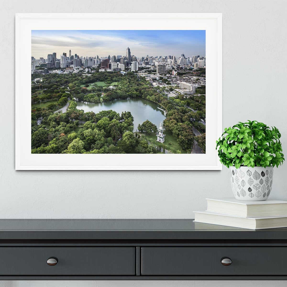 Modern city in a green environment Framed Print - Canvas Art Rocks - 5