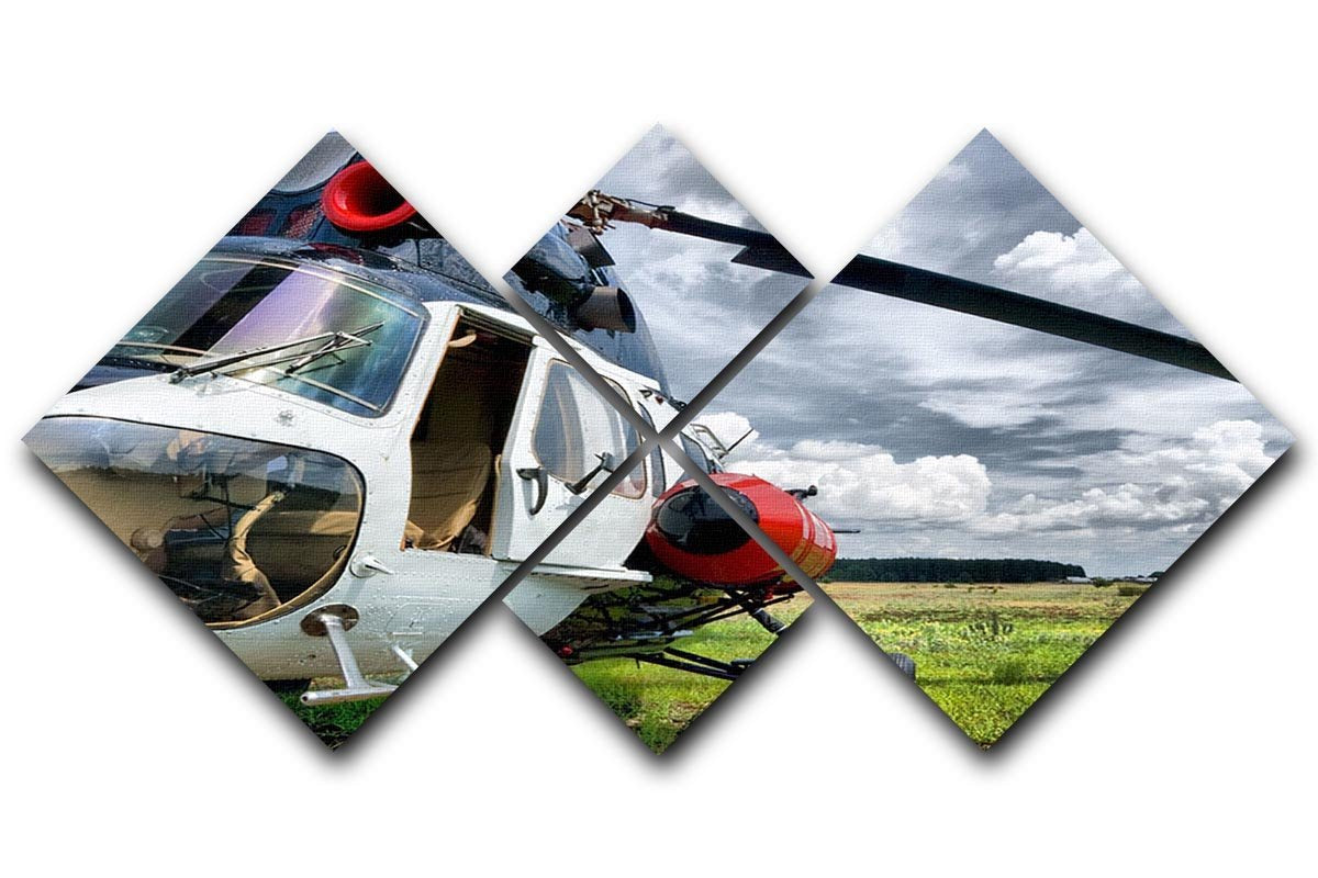 Modern light helicopter 4 Square Multi Panel Canvas  - Canvas Art Rocks - 1