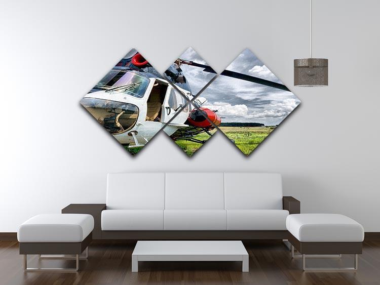 Modern light helicopter 4 Square Multi Panel Canvas  - Canvas Art Rocks - 3