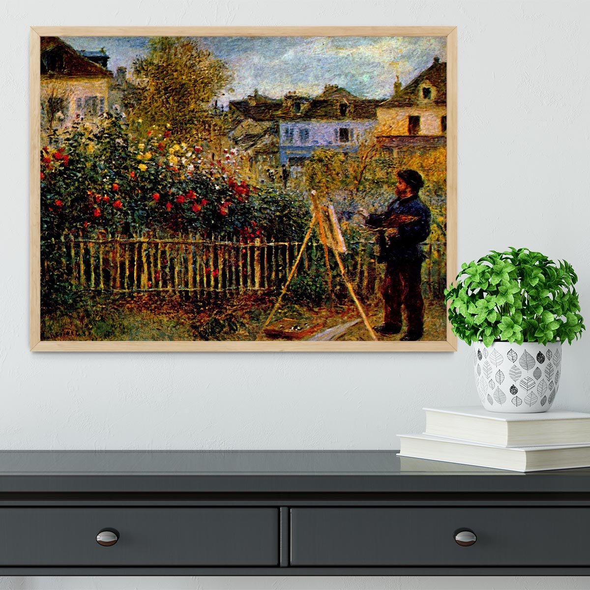 Monet painting in his garden in Argenteuil Framed Print - Canvas Art Rocks - 4