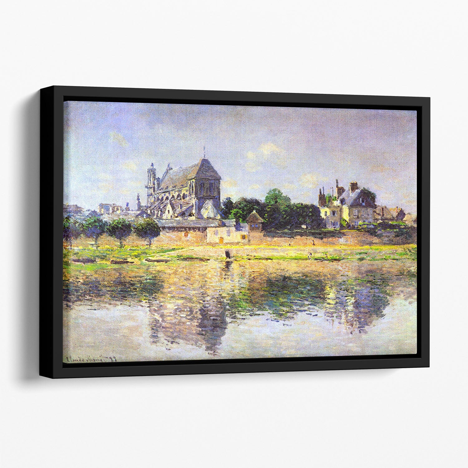 Monets garden in Vetheuil by Monet Floating Framed Canvas