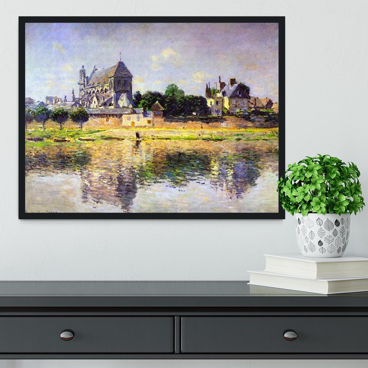 Monets garden in Vetheuil by Monet Framed Print - Canvas Art Rocks - 2