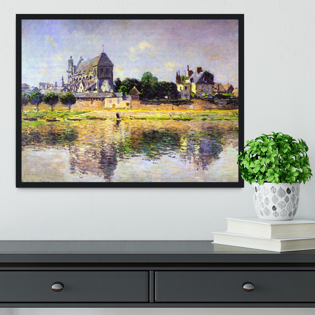 Monets garden in Vetheuil by Monet Framed Print - Canvas Art Rocks - 2
