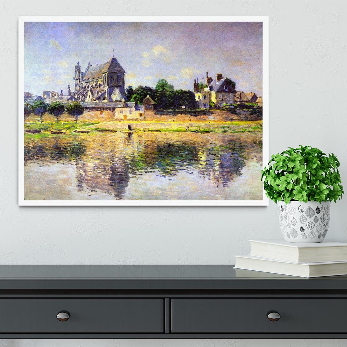 Monets garden in Vetheuil by Monet Framed Print - Canvas Art Rocks -6