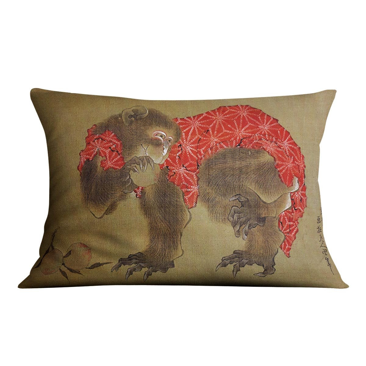 Monkey by Hokusai Throw Pillow