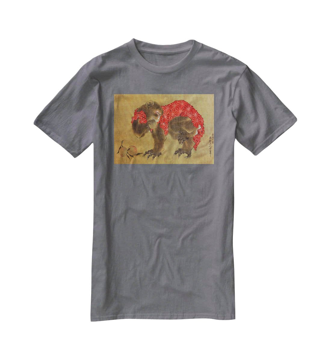 Monkey by Hokusai T-Shirt - Canvas Art Rocks - 3