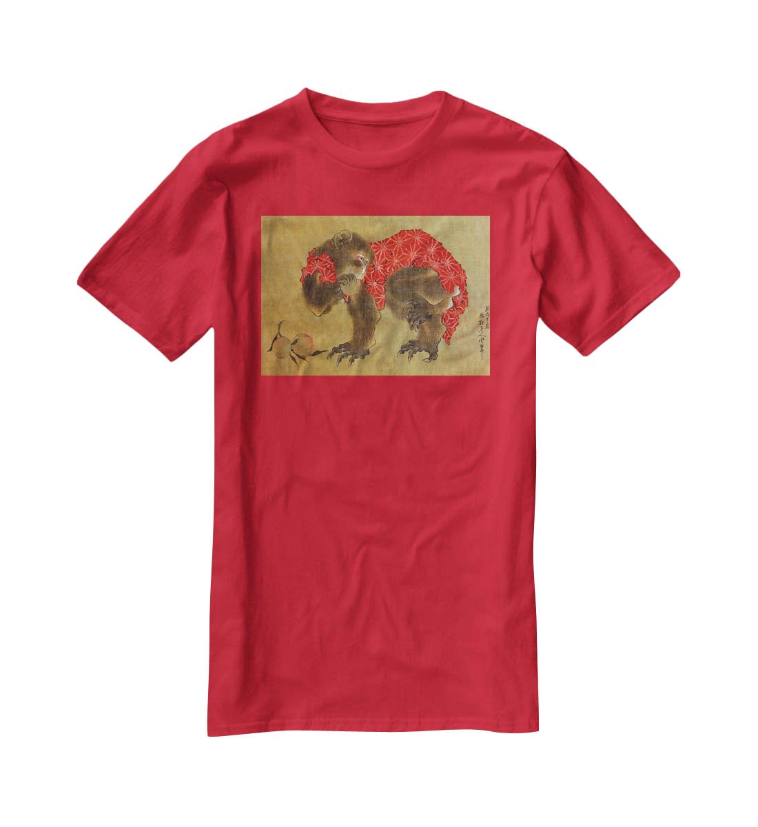 Monkey by Hokusai T-Shirt - Canvas Art Rocks - 4