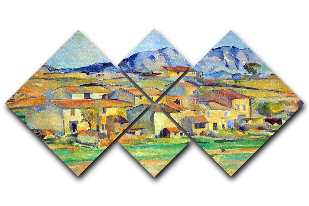 Montaigne Sainte-Victoire from the environment beu Gardanne of view by Cezanne 4 Square Multi Panel Canvas - Canvas Art Rocks - 1