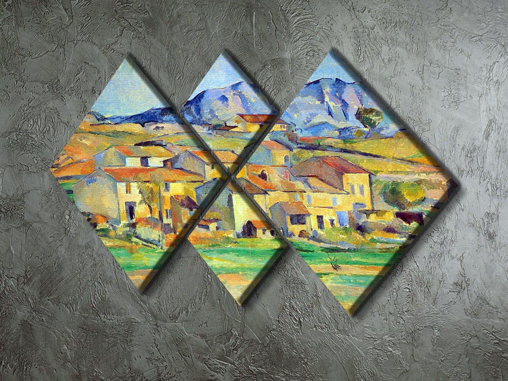 Montaigne Sainte-Victoire from the environment beu Gardanne of view by Cezanne 4 Square Multi Panel Canvas - Canvas Art Rocks - 2