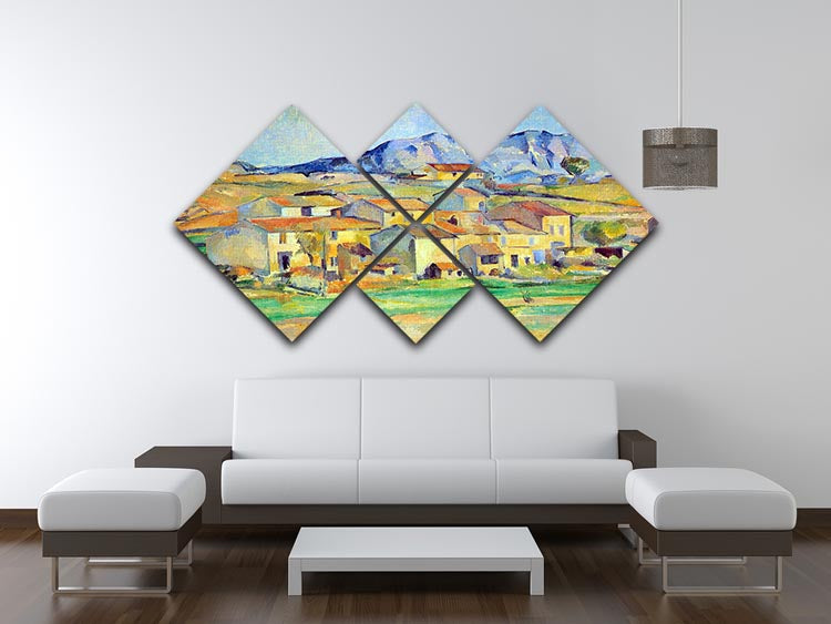 Montaigne Sainte-Victoire from the environment beu Gardanne of view by Cezanne 4 Square Multi Panel Canvas - Canvas Art Rocks - 3