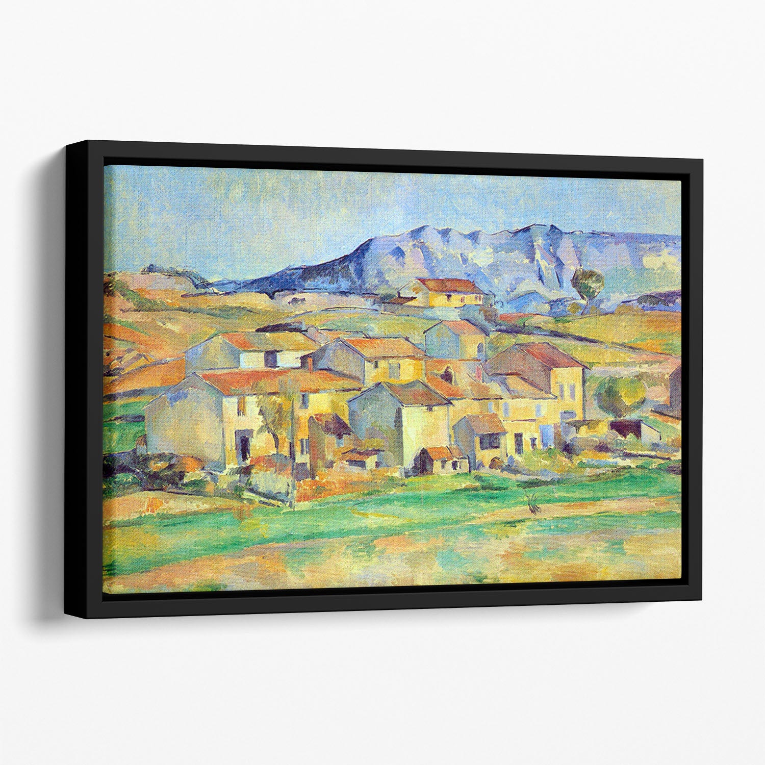 Montaigne Sainte-Victoire from the environment beu Gardanne of view by Cezanne Floating Framed Canvas - Canvas Art Rocks - 1