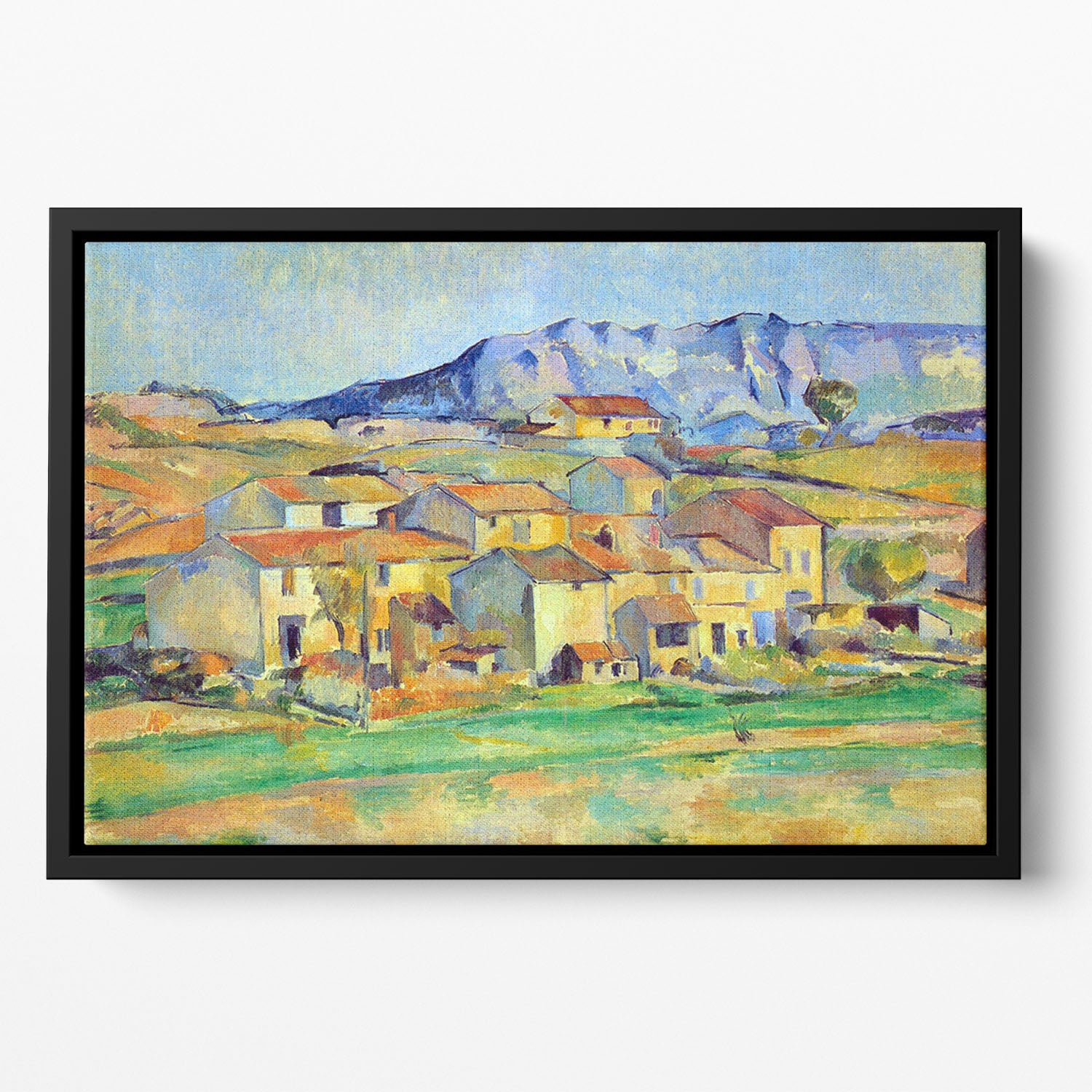 Montaigne Sainte-Victoire from the environment beu Gardanne of view by Cezanne Floating Framed Canvas - Canvas Art Rocks - 2