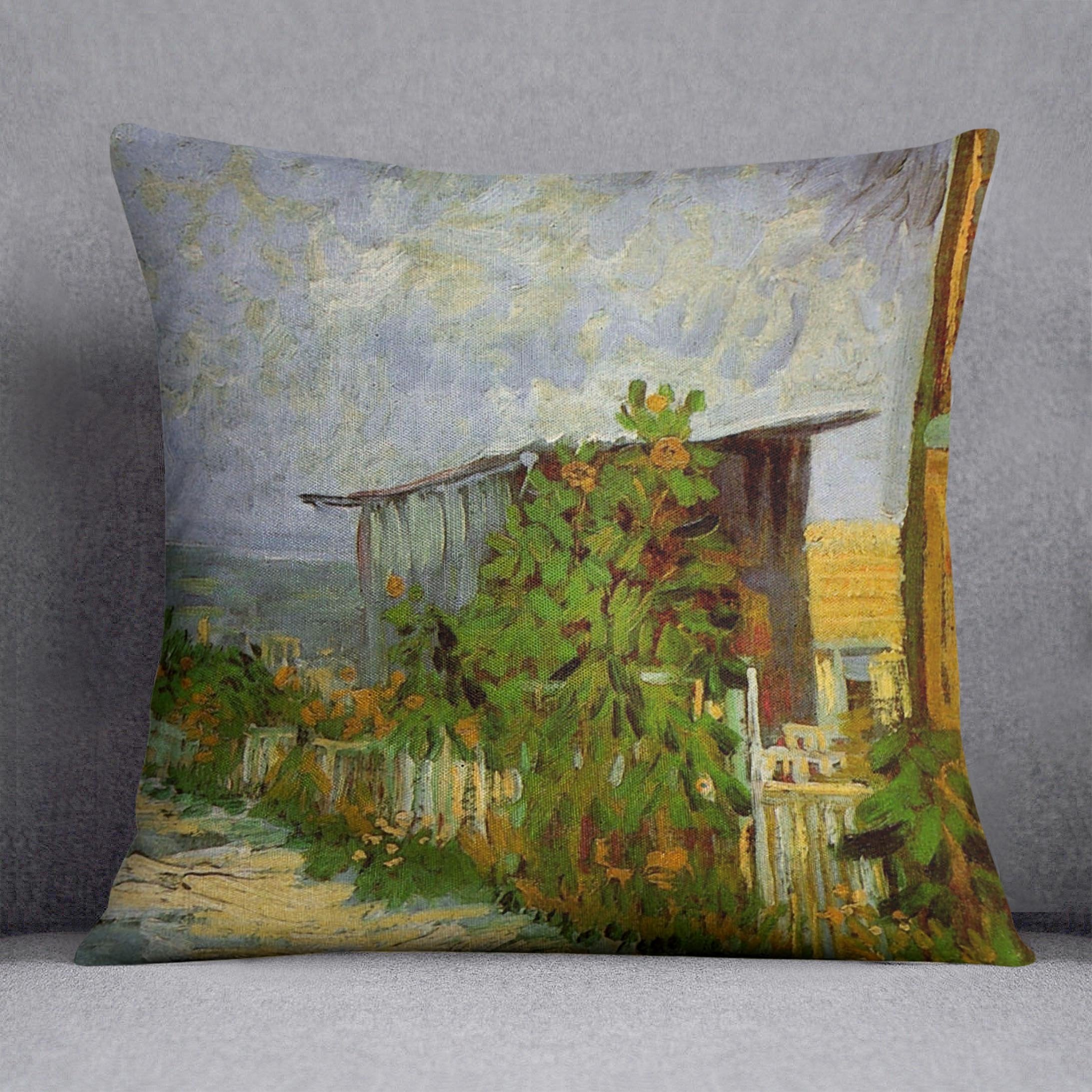 Montmartre Path with Sunflowers by Van Gogh Throw Pillow