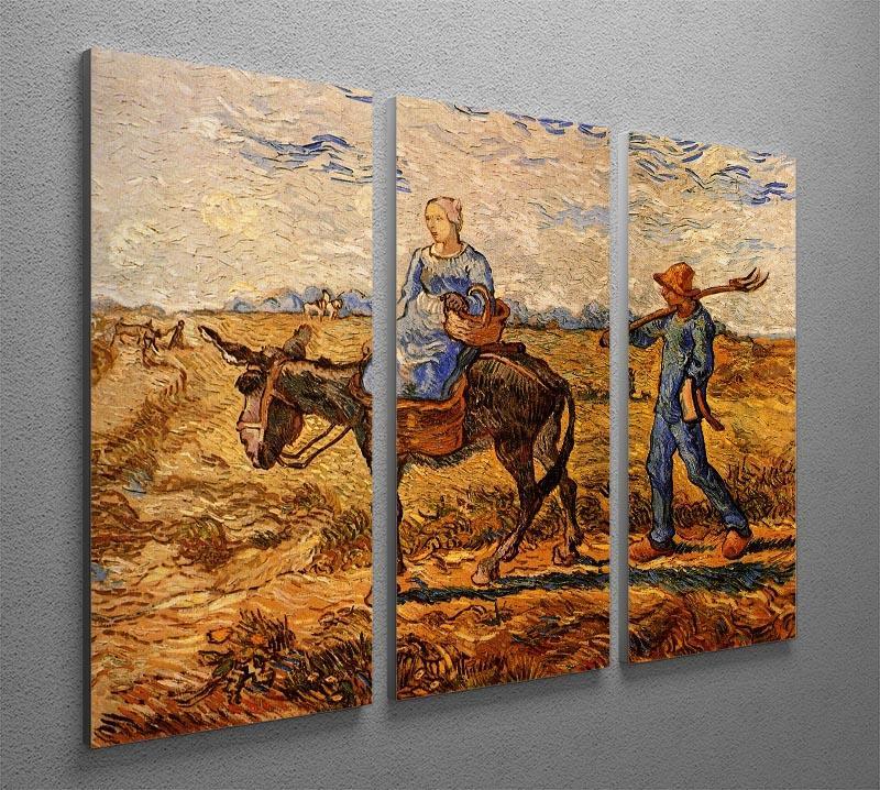 Morning Peasant Couple Going to Work by Van Gogh 3 Split Panel Canvas Print - Canvas Art Rocks - 4
