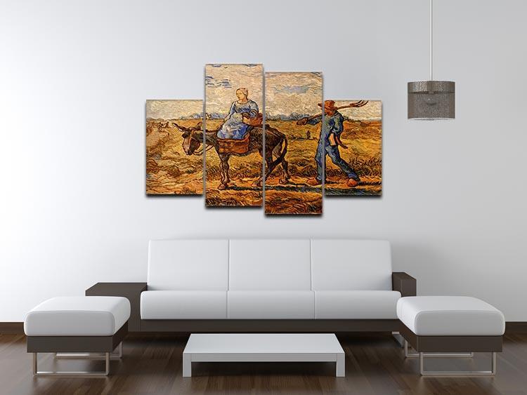 Morning Peasant Couple Going to Work by Van Gogh 4 Split Panel Canvas - Canvas Art Rocks - 3