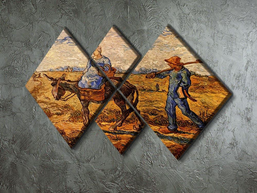 Morning Peasant Couple Going to Work by Van Gogh 4 Square Multi Panel Canvas - Canvas Art Rocks - 2