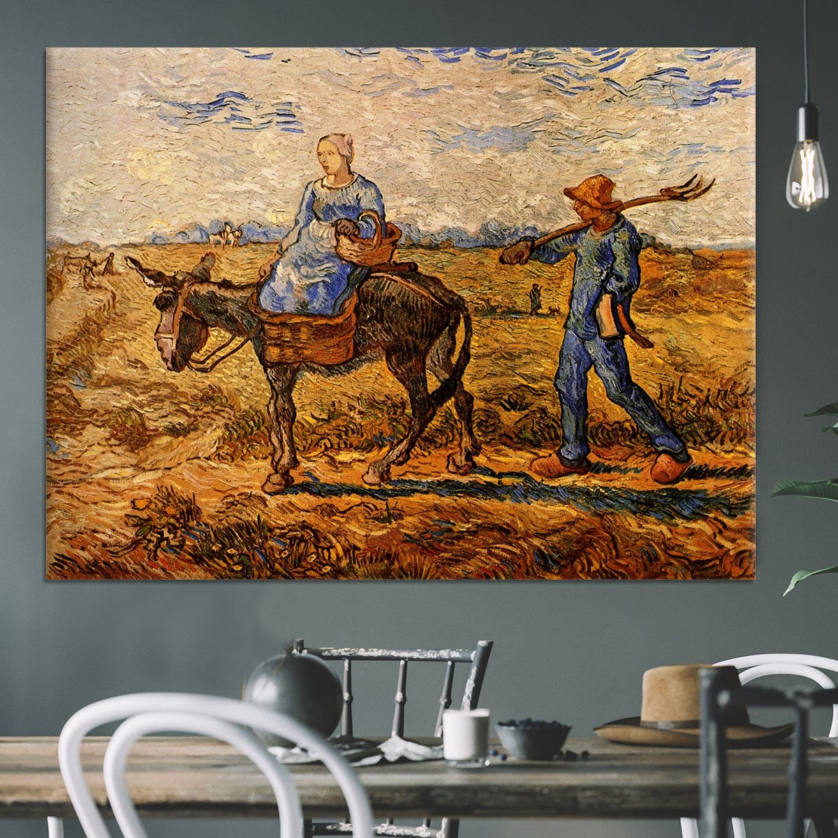 Morning Peasant Couple Going to Work by Van Gogh Canvas Print or Poster