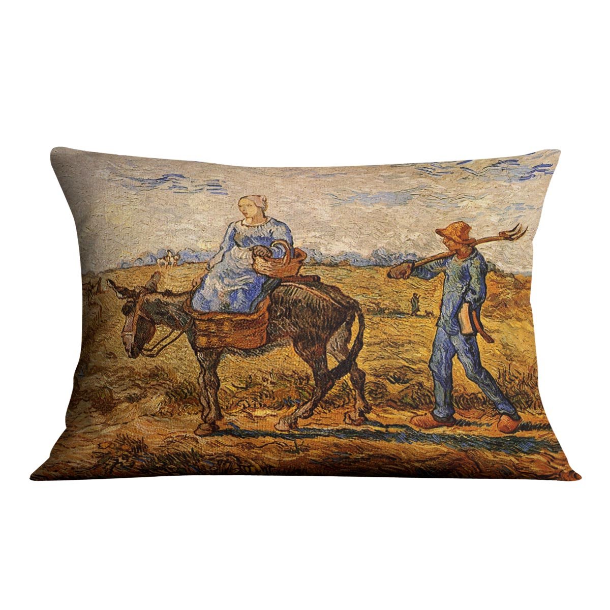 Morning Peasant Couple Going to Work by Van Gogh Throw Pillow