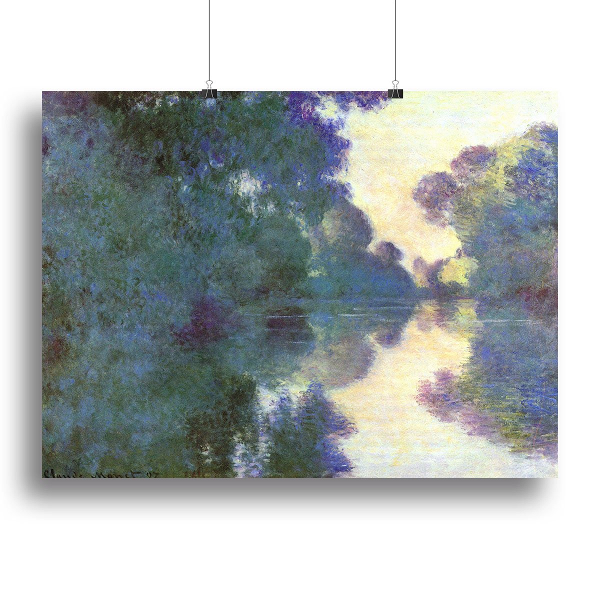 Morning on the Seine at Giverny by Monet Canvas Print or Poster
