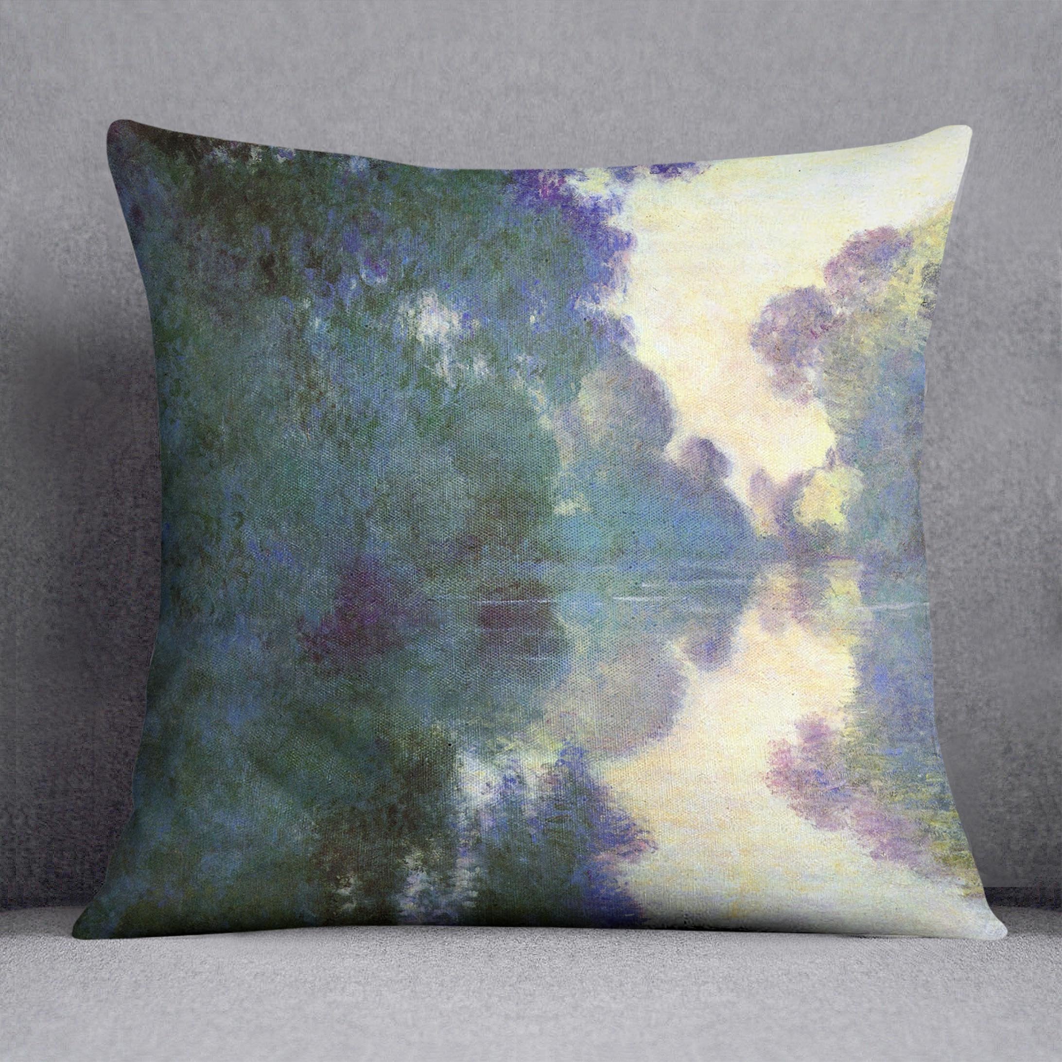 Morning on the Seine at Giverny by Monet Throw Pillow