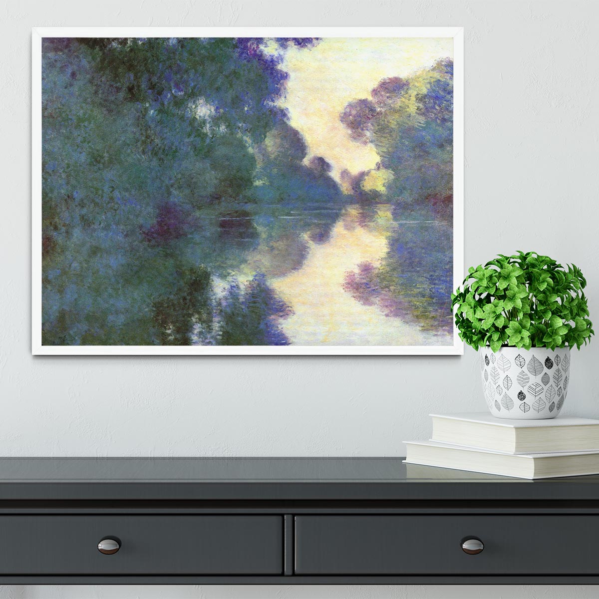 Morning on the Seine at Giverny by Monet Framed Print - Canvas Art Rocks -6