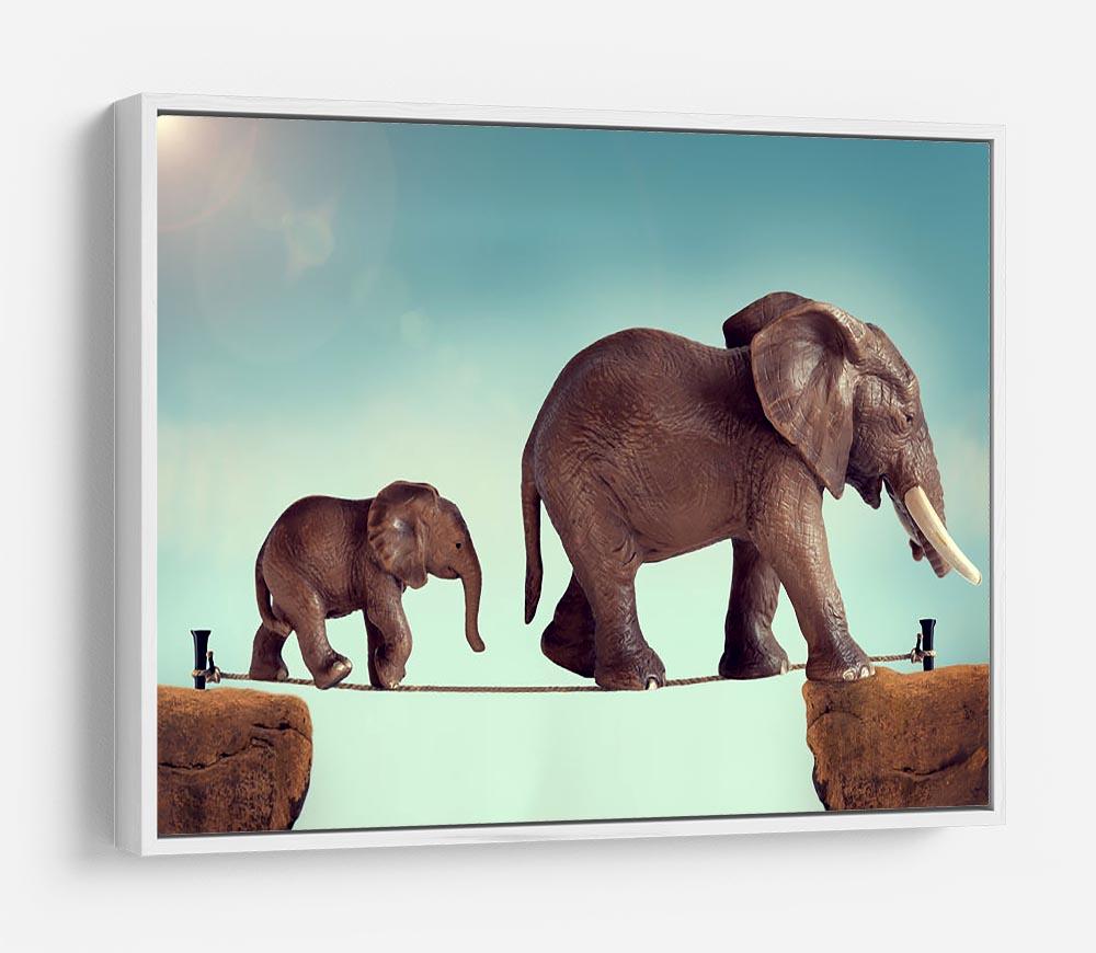 Mother and baby elephant on a tightrope HD Metal Print - Canvas Art Rocks - 7