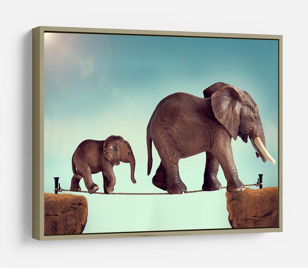 Mother and baby elephant on a tightrope HD Metal Print - Canvas Art Rocks - 8