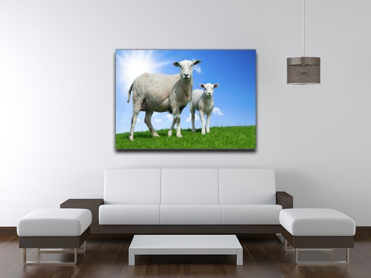 Mother sheep and her lamb in spring Canvas Print or Poster - Canvas Art Rocks - 4