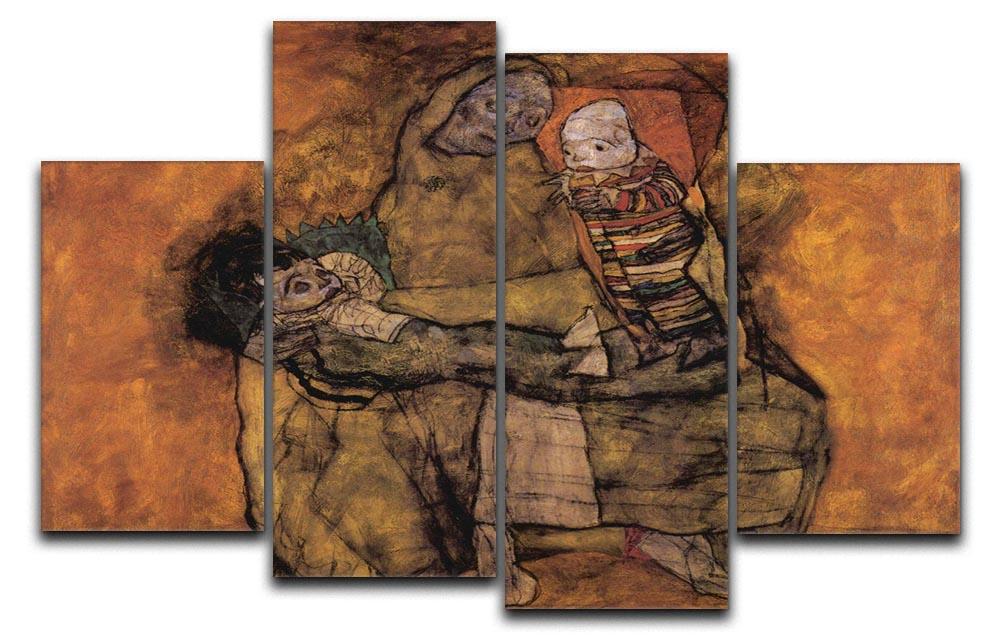 Mother with two children by Egon Schiele 4 Split Panel Canvas - Canvas Art Rocks - 1
